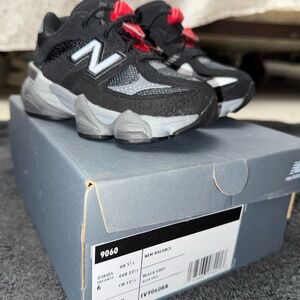 New Balance Kids' Sneakers in Black and Gray with Red Accents